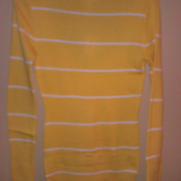 Aeropostale Yellow/White striped V Neck Sweater S - Picture 7 of 8
